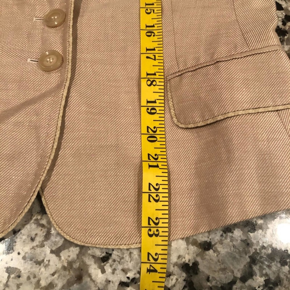 STRENESSE Gabriele Strehle Tan Linen Silk Blazer 8 - Picture 7 of 11